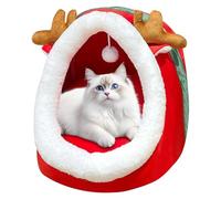 laxreheye Camas de Navidad para gatos, hogar dulce para gatos | Camas de Navidad lavables para gatos Cat Cave,Sofá extraíble antideslizante para gatos y perros, Suministros cómodos y antideslizantes