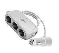 laxreheye Cargador de coche USB C - 3 tomas de corriente para coche, adaptador de cargador USB 12 V 24 V - Divisor portátil con indicador de voltaje LED, extensión de enchufe para tabletas, teléfonos