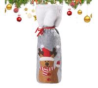 laxreheye Cubiertas De Tela para Botellas De Vino Navideñas,Decoración Reutilizable con Cordón para Fiestas - Funda para Botella De Vino para Navidad,para Bodas Cumpleaños Fiestas Año Nuevo Reuniones
