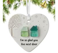 laxreheye Decoración navideña de cerámica en Forma de corazón | de cerámica corazón de Amor - Decoración estacional artística para exponer | Regalo para Adolescentes Adultas Mujeres