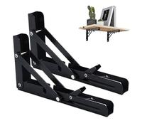 Laxreheye - Estantes plegables, 2 soportes de pared abatibles, para estantes | Soporte triangular de extensión 20 cm, ahorro de espacio para lavandería exterior, cocina microondas, acampada