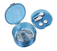 laxreheye Estuche para la Dentadura de Baño - recipiente de remojo a prueba de fugas con soporte de inmersión | Estuche Limpiador de Retenedores | Remojo, Limpieza, Enjuague, Viaje y Baño. Uso: