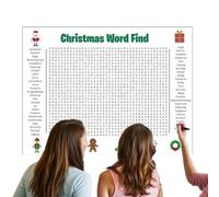 laxreheye Póster de búsqueda de palabras navideñas, juego interactivo para familias y fiestas - Póster mural gigante Busca palabras navideñas | Para casa, escuela, apartamento, comedor