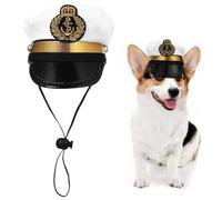 Laxreheye Sombrero para Perro, Sombreros capitán, Gorra de yate, Color con Correa Ajustable, Ideal para Disfraz de Gato y Cachorro, Accesorios de Fotos
