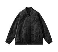 Lay U Home Chaqueta de Cuero para Motociclista con teñido Anudado y Degradado en Tonos Marrones Estilo Marron-glacé, versión de otoño y Primavera para Hombre