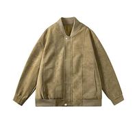 Lay U Home Chaqueta de Cuero para Motociclista con teñido Anudado y Degradado en Tonos Marrones Estilo Marron-glacé, versión de otoño y Primavera para Hombre