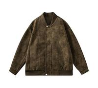 Lay U Home Chaqueta de Cuero para Motociclista con teñido Anudado y Degradado en Tonos Marrones Estilo Marron-glacé, versión de otoño y Primavera para Hombre