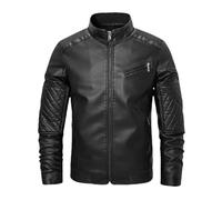 Lay U Home Chaqueta Ligera de Cuero PU para Motociclista de Carreras con Forro Polar para Hombre, Abrigo de otoño e Invierno