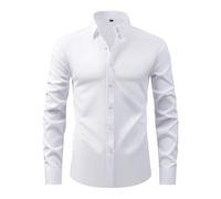 Lay U Home En los Cuatro Lados del Estiramiento Color Natural de la Hebilla de los Hombres de más el tamaño de la Camisa no de Hierro Anti-Arrugas de Negocios de la Camisa