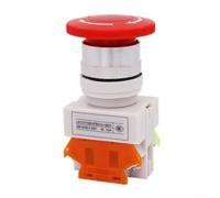 LAY37-11ZS Exigent Stop - Interruptor de botón de parada 1NO 1NC DPST con tapa roja, agujero de montaje de 22 mm, 660 V 10 A, clasificación IP40 para paneles de control industriales