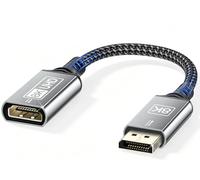 layajia Adaptador DisplayPort a HDMI 8K, Unidireccional DP a Monitor HDMI 8K@60Hz Compatible con HP, Dell, Proyector, AMD, GPU, NVIDIA - 0,2m