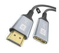 layajia Cable Alargador HDMI 8K, Cable Alargador Adaptador HDMI 2.1 Macho a Hembra 8K@60 Hz, 4K@120 Hz, 3D, HDR Compatible con Roku Blu-Ray TV Stick, Monitor HDTV- 1 m