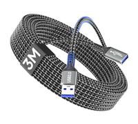 layajia Cable Alargador USB 3.0 3M, Cable Extensión USB A Macho a A Hembra, Transferencia de Alta Velocidad 5Gbps Compatible con Teclado, Ratón, Memoria USB, Impresora, Escáner, Mando de Juego