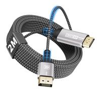 layajia Cable DisplayPort a HDMI 4K 2M, Unidireccional DP a HDMI Macho UHD 4K@30Hz/2K@60Hz/1080P@120Hz, Cable de nailon DP a HDTV para Dell, Proyector, PC de Escritorio, NVIDIA, Lenovo, HP, ThinkPad