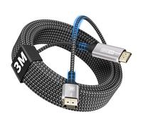 layajia Cable DisplayPort a HDMI 4K 3M, Unidireccional DP a HDMI Macho UHD 4K@30Hz/2K@60Hz/1080P@120Hz, Cable de nailon DP a HDTV para Dell, Proyector, PC de Escritorio, NVIDIA, Lenovo, HP, ThinkPad