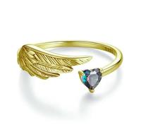 LAYCHEN Anillo Abierto De Plata De Ley 925 Con Alas Y Corazón Para Mujer, Anillo De Protección Para El Dedo, Joyería Fina, Regalo De Cumpleaños