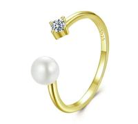 LAYCHEN Anillo Ajustable De Moissanita Con Perla Natural, Plata De Ley 925, Exquisito Anillo Abierto Para Mujer, Joyería Fina, Regalo.