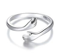 LAYCHEN Anillo Ajustable De Plata De Ley 925 Con Abrazos Cálidos Y Amorosos Para Mujer, Joyería De Fiesta, Anillo De Abrazos Grandes Y Amorosos, 3 Colores
