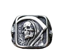 LAYCHEN Anillos Para Hombre, Anillo De Calavera Dominante Con Hoz De La Muerte, Joyería De Fiesta Punk De Hip-hop Para Hombre, Regalo Vintage