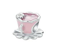 LAYCHEN Dijes De Taza De Té Con Flor De Cerezo En Plata De Ley 925 Para Pulseras, Accesorios De Joyería Diy Scc2563
