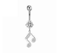 LAYCHEN Hiphop Música Nota Ombligo Anillo 14g Piercing Barbell Plata Colgante Ombligo Pendiente Mujeres Hombres Cuerpo Joyería