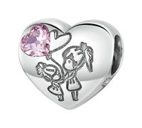 LAYCHEN Pulsera Y Brazalete De Plata De Ley 925 Con Circonita Rosa En Forma De Corazón, Dijes De Hermandad Para Siempre, Para Mujer