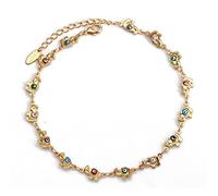 LAYCHEN Tobillera De Ojo Malvado Turco Colorida, Cadena De Pie Ajustable, Pulsera De Tobillo De Elefante para Mujeres Y Niñas, Joyería