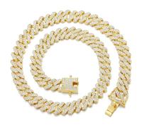 Laye Chains - Collar de cadena cubana para hombre, oro de 12 mm, cadena cubana de 45,7 cm de longitud, joyería de hip hop con caja, collar personalizado con foto, Plástico, No es una piedra preciosa