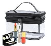 -Layer -Make -Up - Organizador cosmético Transparente, Impermeable, de Almacenamiento de Inodoro portátil con Compartimentos con Cremallera | Organizador para Mujeres y niñas Tipo de baño, Negro