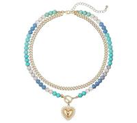 Layered Beaded Choker Necklaces for Women, Heart Pendant Boho Jewelry | Evil Eye Heart-Shaped Western-Style Pendant Acrylic Bead Exquisite Stackable Necklace Set