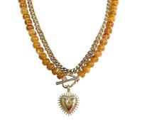 Layered Beaded Choker Necklaces for Women, Heart Pendant Boho Jewelry | Evil Eye Heart-Shaped Western-Style Pendant Acrylic Bead Exquisite Stackable Necklace Set