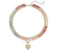 Layered Beaded Choker Necklaces for Women, Heart Pendant Boho Jewelry | Evil Eye Heart-Shaped Western-Style Pendant Acrylic Bead Exquisite Stackable Necklace Set