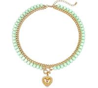 Layered Beaded Choker Necklaces for Women, Heart Pendant Boho Jewelry | Evil Eye Heart-Shaped Western-Style Pendant Acrylic Bead Exquisite Stackable Necklace Set