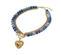 Layered Beaded Choker Necklaces for Women, Heart Pendant Boho Jewelry | Evil Eye Heart-Shaped Western-Style Pendant Acrylic Bead Exquisite Stackable Necklace Set