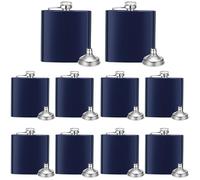 Layhit 10 petacas de 6 onzas para licor para hombres y mujeres, petaca de acero inoxidable con 10 embudos para boda, fiesta, padrino, dama de honor, regalo de cumpleaños (azul oscuro mate)