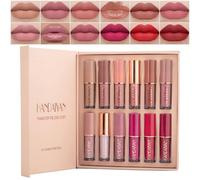 Layhou 12 colores 2,5 ml juego de brillo de labios mate nacarado no pegajoso lápiz labial glaseado