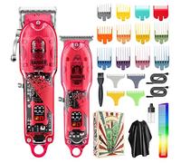 Layhou Maquina Cortar Pelo Profesional, Recortador Pelo Barba Kit, con 16 peines guía Recorte de cabello Kit de peinado y aseo Capa de corte Peine para peluqueros de salón Uso doméstico (red)