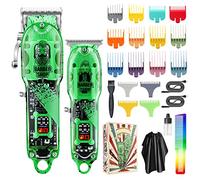 Layhou Maquina Cortar Pelo Profesional, Recortador Pelo Barba Kit, con 16 peines guía Recorte de cabello Kit de peinado y aseo Capa de corte Peine para peluqueros de salón Uso doméstico (green)
