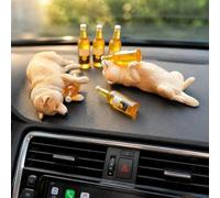 Laying Flat Shiba Inu, lindo mini cachorro borracho decoración del tablero | Accesorio para el interior del coche para aliviar el estrés, regalo creativo para los amantes de los perros