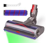 Laymi Cepillo aspiradora para Dyson V7 V8 V10 V11 V15 con luces LED para alfombras y suelos duros ruedas más lisas rodillo de cerdas turbo en forma de V y rodillo suave Fácil extracción e instalación