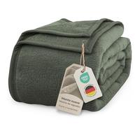 LAYNENBURG Manta de algodón Premium 220x240 cm - Oeko-Tex 100 - Mana mullida de Mezcla de algodón - Mantita para sofá, Manta para el salón y Manta para el sofá (Verde Oscuro)