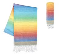 LAYNENBURG Toalla de Playa Premium con Flecos anudados a Mano - 100% algodón - Toalla de hammam XXL 100x200 cm - Oeko-Tex 100 - fouta Grande - pestemal de Sauna y de Viaje (Rainbow)