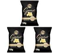 Lay's Gourmet, Patatas fritas con sal, Producto de Aperitivo, bolsa individual, 120gr (Paquete de 3)