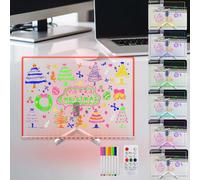 Laysinly Pizarra Acrílica de Borrado en Seco con Base Luminosa, 30x40 CM, 7 Cambios de Color, Control Remoto, Temporizador, Atenuación, Panel de Notas LED Grande, 7 Marcadores de Colores, Menú