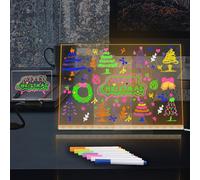 Laysinly Pizarra acrílica de borrado en seco con soporte de escritorio, pizarra transparente de 30 x 20 CM, pizarra LED Note Plan, bolígrafo de 7 colores, fuente de alimentación USB