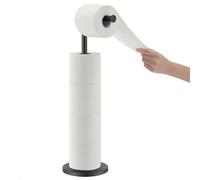 LAYUKI Soporte de pie para Papel higiénico, de Acero Inoxidable con Acabado Negro Mate, Soporte para Rollo de Papel higiénico, Soporte de Suelo para baño