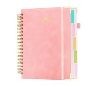 Layway 5 Subject College Ruled Notebook, Hardcover Spiral with Removable Dividers - 8x10 Inch 300 Pages No Bleed Paper for School, College, Work, Students (Pink)