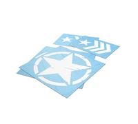 LAZARILLA Pack Militares US Army - 2 Estrellas + 2 Galones | Pegatinas Vinilo Blanco Efecto Desgastado | Decoración Moto, Casco, Coche Estilo Militar Vintage Cafe Racer