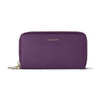 Lazarotti Bolonia XL Cartera de piel para mujer | 2 compartimentos grandes con cremallera, 20 compartimentos para tarjetas, monedero, protección RFID | 20 x 4 x 11 cm, morado, talla única, Clásico