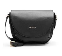 Lazarotti Bolonia - Bolso bandolera de piel para mujer, correa de hombro ajustable y 3 compartimentos, bolso cruzado grande, 27 cm, Negro , talla única
